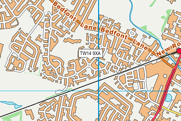 TW14 9XA map - OS VectorMap District (Ordnance Survey)