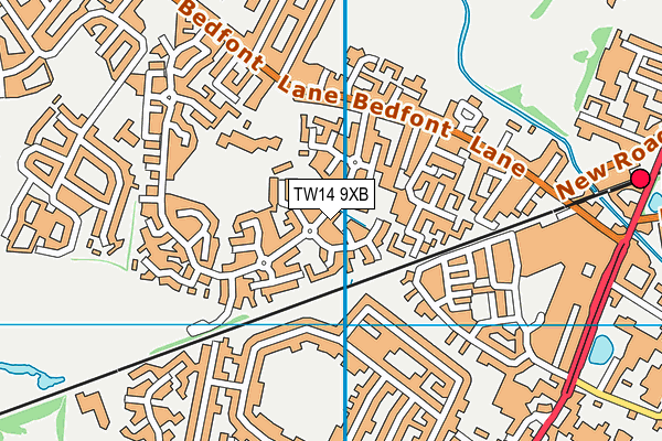 TW14 9XB map - OS VectorMap District (Ordnance Survey)