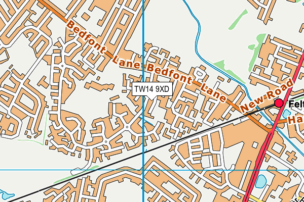 TW14 9XD map - OS VectorMap District (Ordnance Survey)