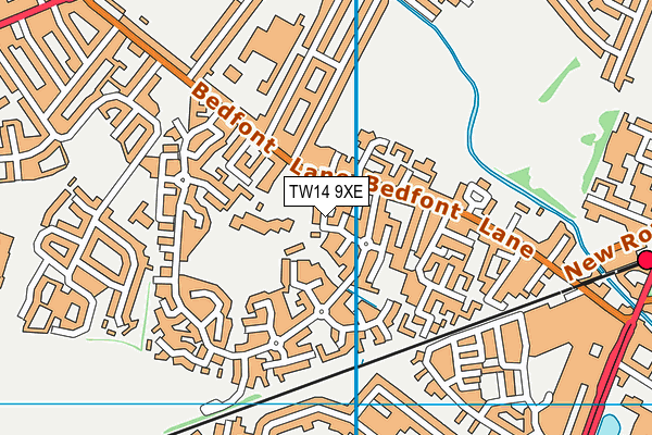 TW14 9XE map - OS VectorMap District (Ordnance Survey)