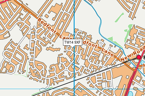 TW14 9XF map - OS VectorMap District (Ordnance Survey)