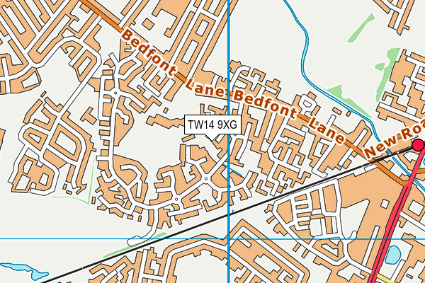 TW14 9XG map - OS VectorMap District (Ordnance Survey)