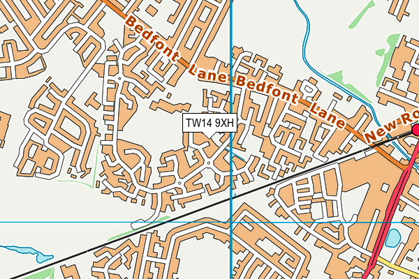 TW14 9XH map - OS VectorMap District (Ordnance Survey)