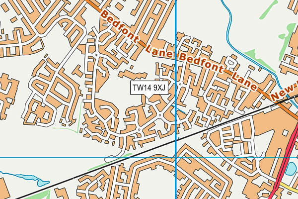 TW14 9XJ map - OS VectorMap District (Ordnance Survey)