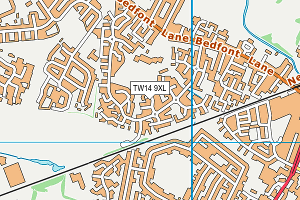 TW14 9XL map - OS VectorMap District (Ordnance Survey)