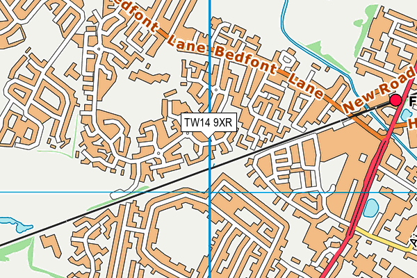 TW14 9XR map - OS VectorMap District (Ordnance Survey)