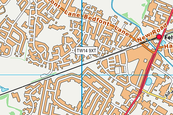 TW14 9XT map - OS VectorMap District (Ordnance Survey)