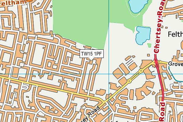 TW15 1PF map - OS VectorMap District (Ordnance Survey)