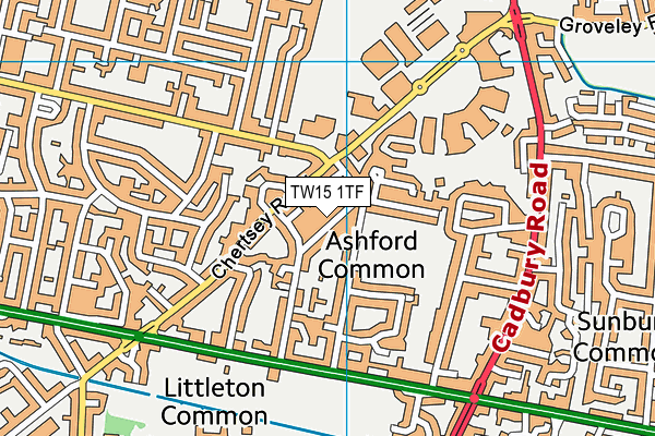 TW15 1TF map - OS VectorMap District (Ordnance Survey)