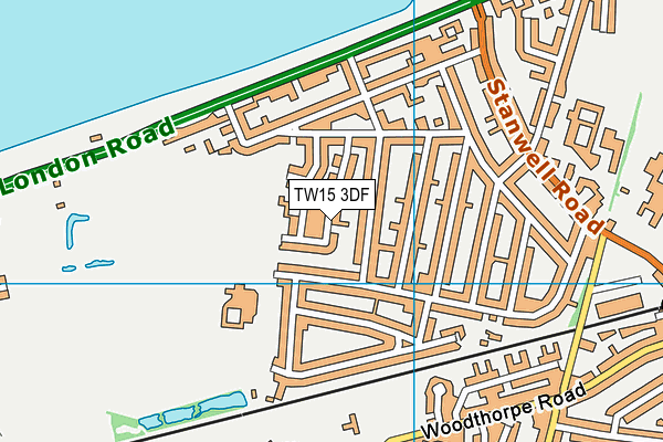 TW15 3DF map - OS VectorMap District (Ordnance Survey)