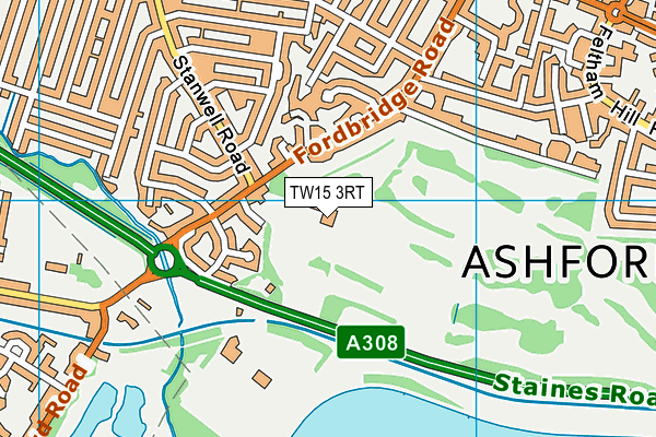 Ashford Manor Golf Club map (TW15 3RT) - OS VectorMap District (Ordnance Survey)