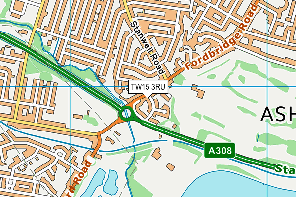 TW15 3RU map - OS VectorMap District (Ordnance Survey)