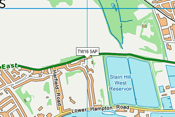 TW16 5AP map - OS VectorMap District (Ordnance Survey)