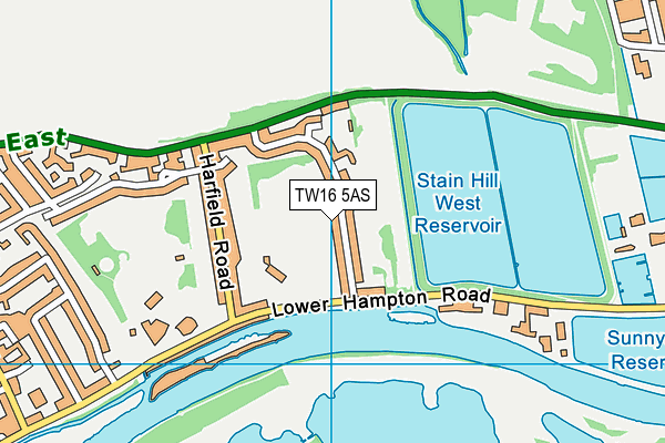 TW16 5AS map - OS VectorMap District (Ordnance Survey)