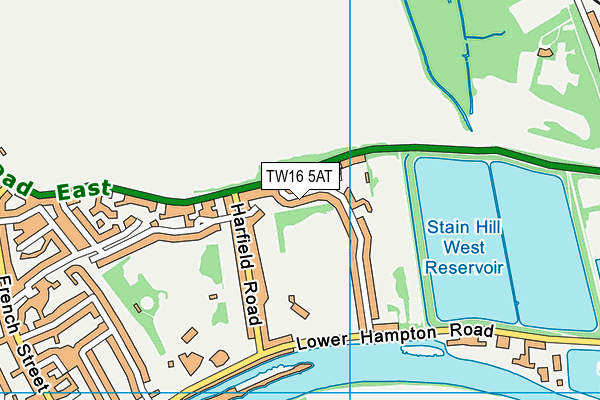 TW16 5AT map - OS VectorMap District (Ordnance Survey)
