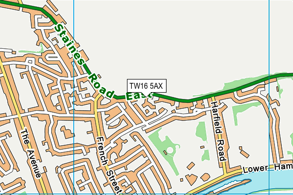 TW16 5AX map - OS VectorMap District (Ordnance Survey)