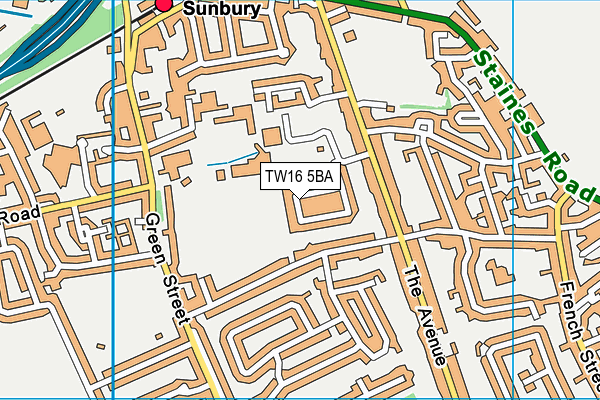 TW16 5BA map - OS VectorMap District (Ordnance Survey)