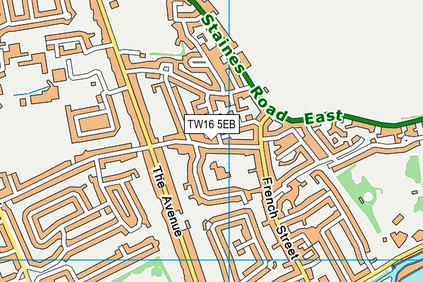 TW16 5EB map - OS VectorMap District (Ordnance Survey)