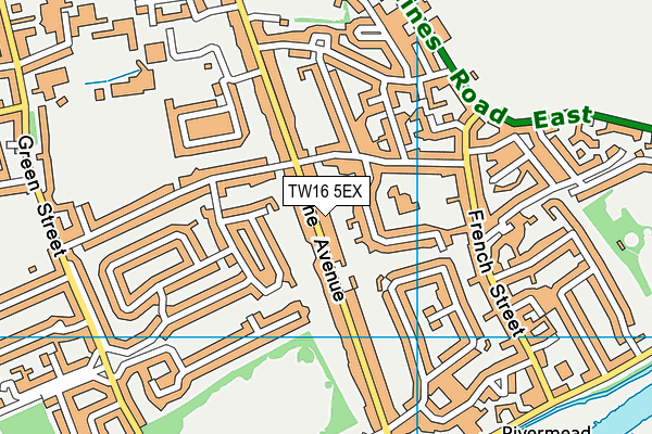 TW16 5EX map - OS VectorMap District (Ordnance Survey)