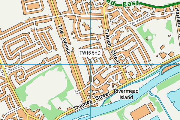 TW16 5HD map - OS VectorMap District (Ordnance Survey)