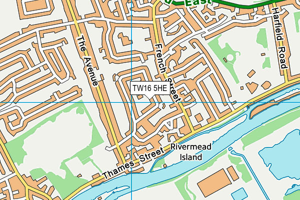 TW16 5HE map - OS VectorMap District (Ordnance Survey)
