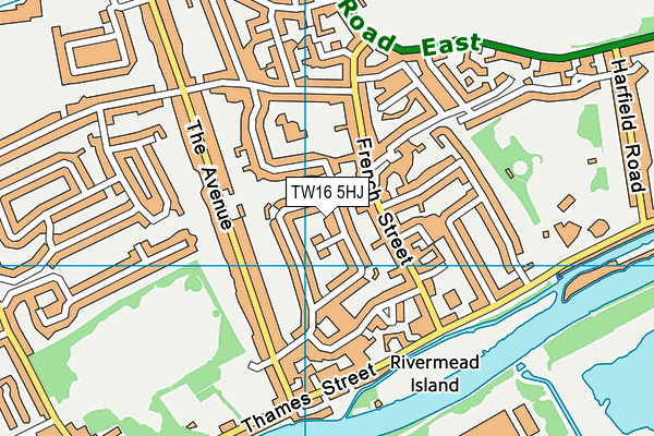 TW16 5HJ map - OS VectorMap District (Ordnance Survey)