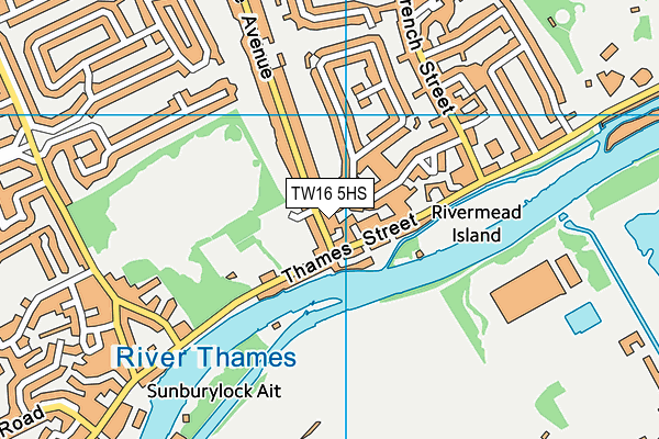 TW16 5HS map - OS VectorMap District (Ordnance Survey)