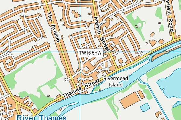TW16 5HW map - OS VectorMap District (Ordnance Survey)