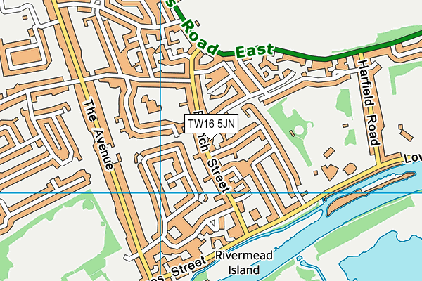 TW16 5JN map - OS VectorMap District (Ordnance Survey)