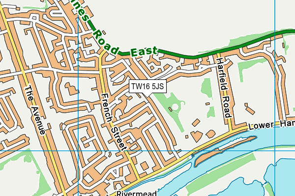 TW16 5JS map - OS VectorMap District (Ordnance Survey)