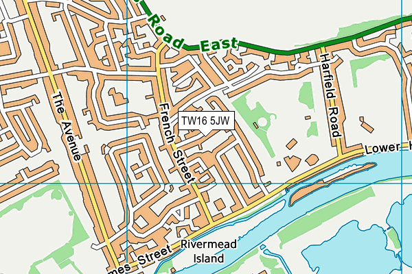 TW16 5JW map - OS VectorMap District (Ordnance Survey)