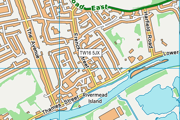 TW16 5JX map - OS VectorMap District (Ordnance Survey)