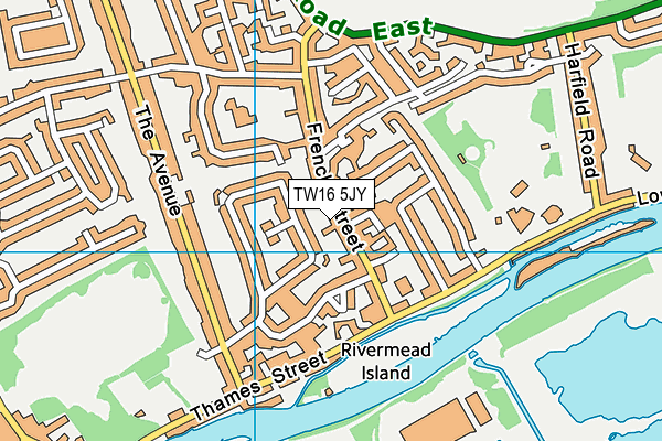TW16 5JY map - OS VectorMap District (Ordnance Survey)
