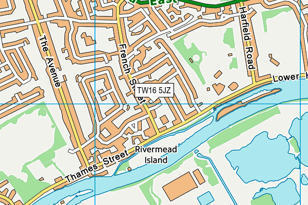 TW16 5JZ map - OS VectorMap District (Ordnance Survey)
