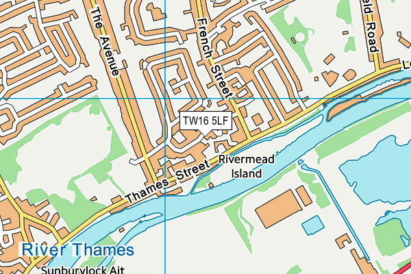TW16 5LF map - OS VectorMap District (Ordnance Survey)