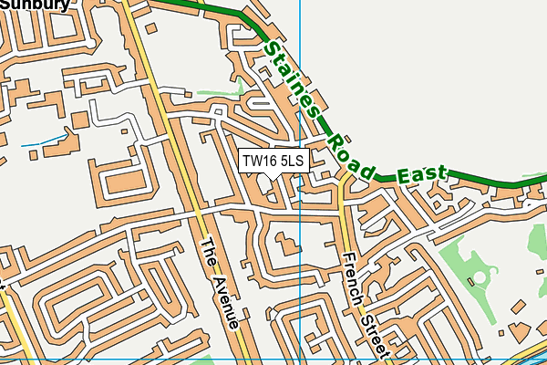 TW16 5LS map - OS VectorMap District (Ordnance Survey)