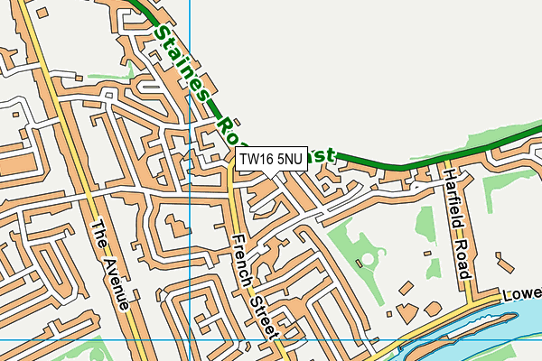 TW16 5NU map - OS VectorMap District (Ordnance Survey)