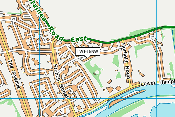 TW16 5NW map - OS VectorMap District (Ordnance Survey)
