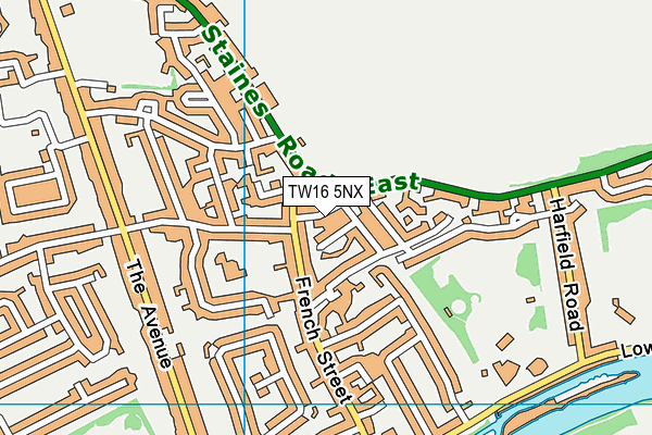 TW16 5NX map - OS VectorMap District (Ordnance Survey)