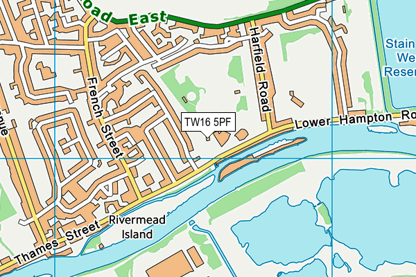 TW16 5PF map - OS VectorMap District (Ordnance Survey)