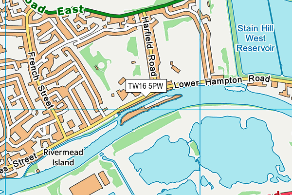 TW16 5PW map - OS VectorMap District (Ordnance Survey)