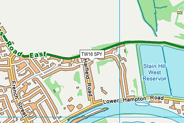 TW16 5PY map - OS VectorMap District (Ordnance Survey)