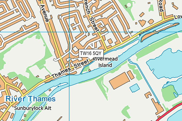 TW16 5QY map - OS VectorMap District (Ordnance Survey)