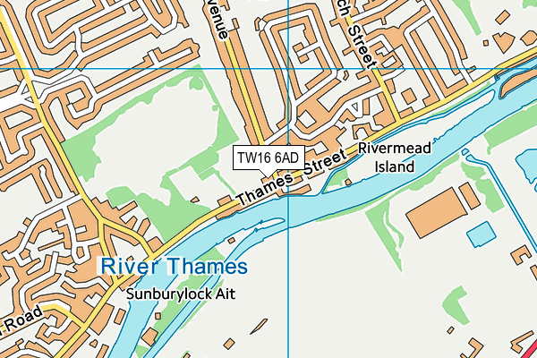 TW16 6AD map - OS VectorMap District (Ordnance Survey)