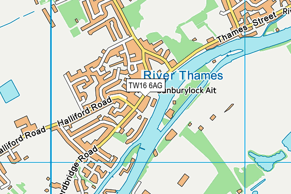 TW16 6AG map - OS VectorMap District (Ordnance Survey)