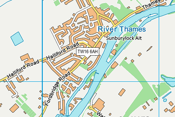 TW16 6AH map - OS VectorMap District (Ordnance Survey)