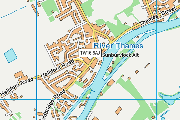 TW16 6AJ map - OS VectorMap District (Ordnance Survey)