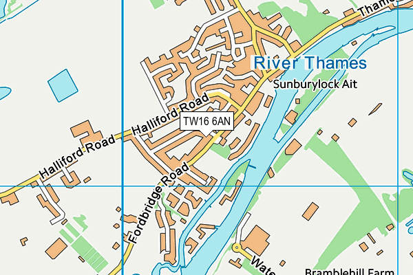 TW16 6AN map - OS VectorMap District (Ordnance Survey)