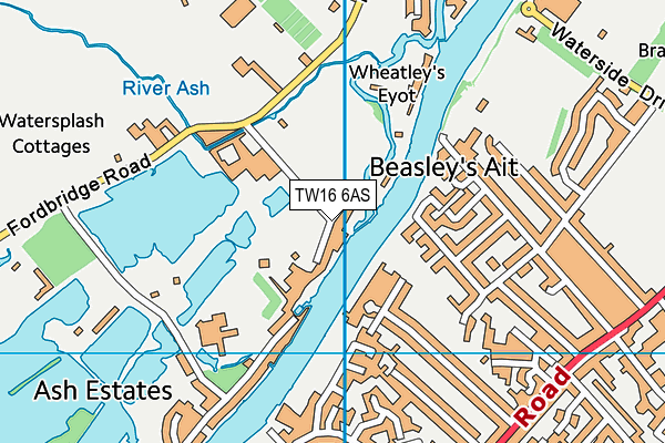 TW16 6AS map - OS VectorMap District (Ordnance Survey)