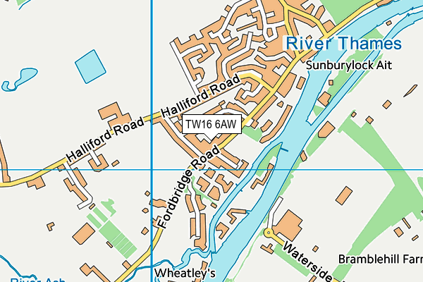 TW16 6AW map - OS VectorMap District (Ordnance Survey)